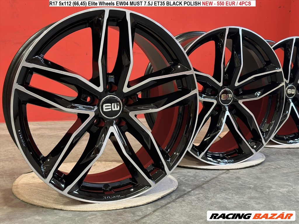 R17 5x112 (66,45) Elite Wheels EW04 MUST 7.5J ET35 BLACK POLISH NEW új alufelnik 17"  1. kép