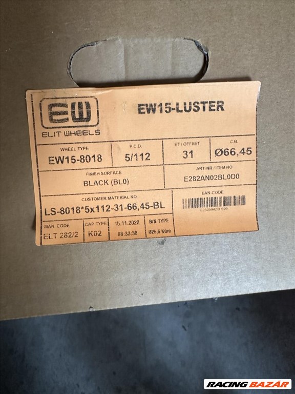 R18 5x112 (66,45) Elite Wheels EW15 LUSTER 8J ET31 BLACK  új felnik, alufelnik 18" 8x18 5. kép