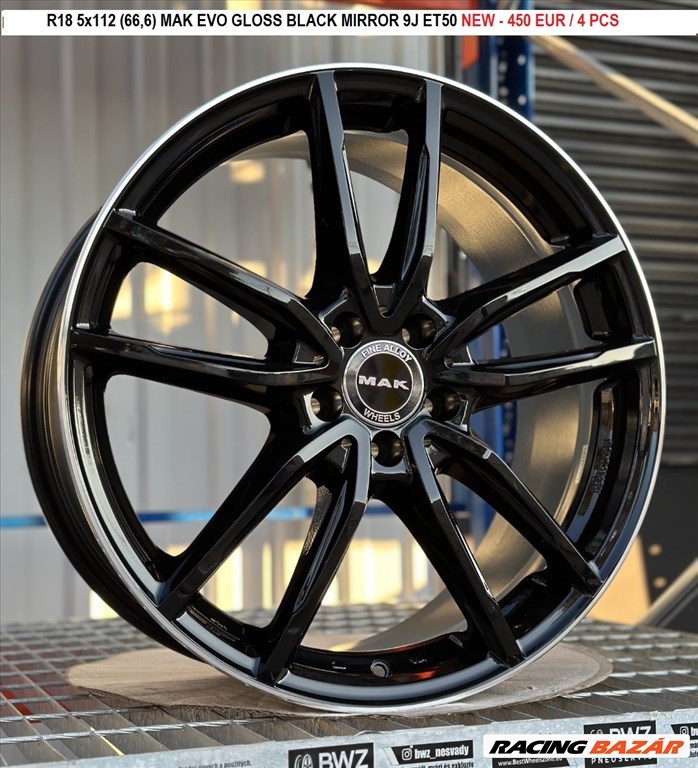 R18 5x112 (66,6) MAK EVO GLOSS BLACK MIRROR 9J ET50 9x18 új alufelnik, felnik 18" 2. kép