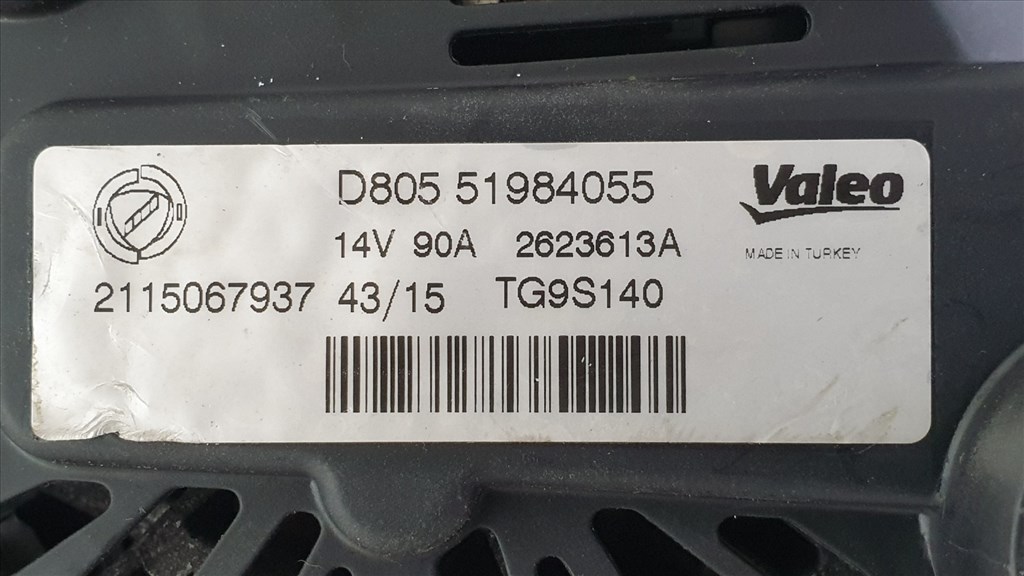 507070 Fiat 500, Alfa Romeo, Diesel Valeo Generátor, TG9S140, 90Amp, 6Pk 51984055 6. kép