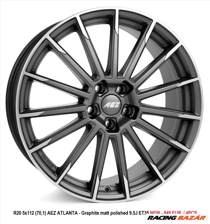 R20 5x112 (70,1) AEZ ATLANTA - Graphite matt polished 9.5J ET35  új alufelni szett 20" 1. kép