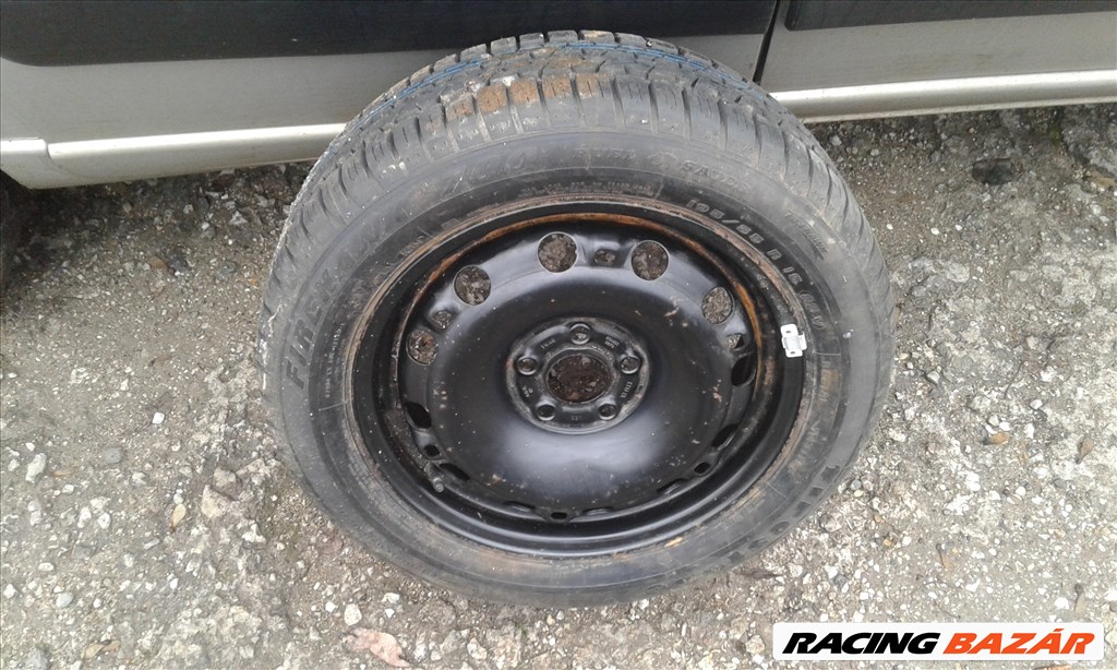  5x100 lyukosztású 15" új (gyári felni) lemezfelni, rajta 195/55 új Firestone nyári gumi gumi  1. kép