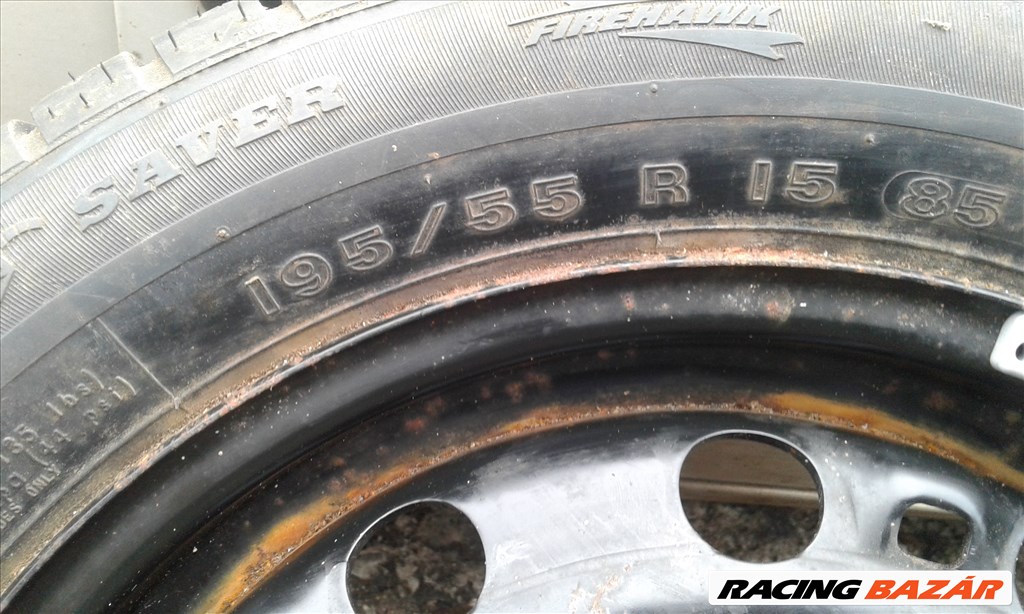  5x100 lyukosztású 15" új (gyári felni) lemezfelni, rajta 195/55 új Firestone nyári gumi gumi  4. kép