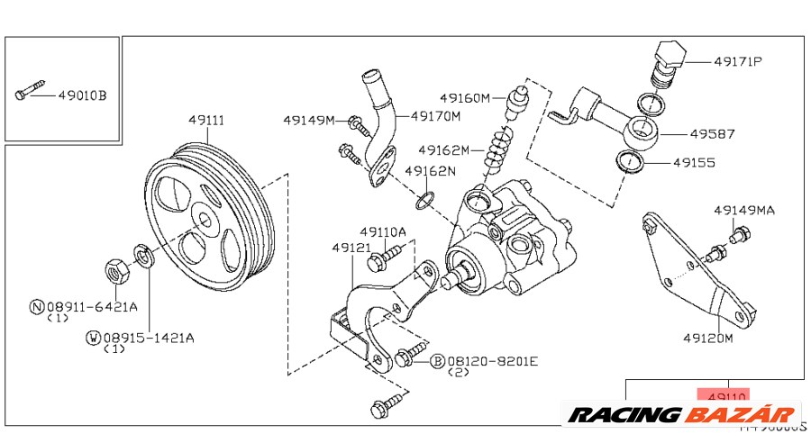 49110-3X02A Nissan Pathfinder Szervószivattyú R51 2.5 dCi 3.0 dCi 4.0L 2005-2015 7. kép