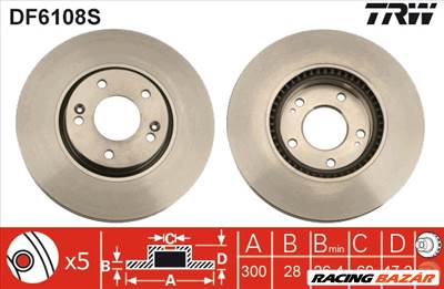 TRW - DF6108S - Féktárcsa első HYUNDAI I30, I40, TUCSON, KIA SPORTAGE II/III 1.4-04-