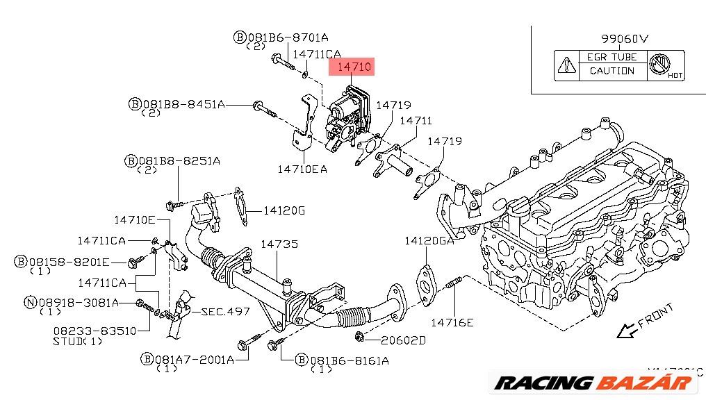 Nissan Navara EGR Szelep D40 2.5 dCi YD25DDTI 2005-2015 14710ec00a 14710ec00d 6. kép