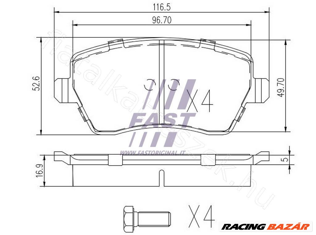 Fékbetét első short wheels 14" - Fastoriginal 41060-AX625 2. kép