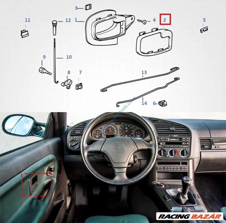 BMW E36, Z3 ajtófoganytú keret Pár (jobb-bal oldal) 1. kép