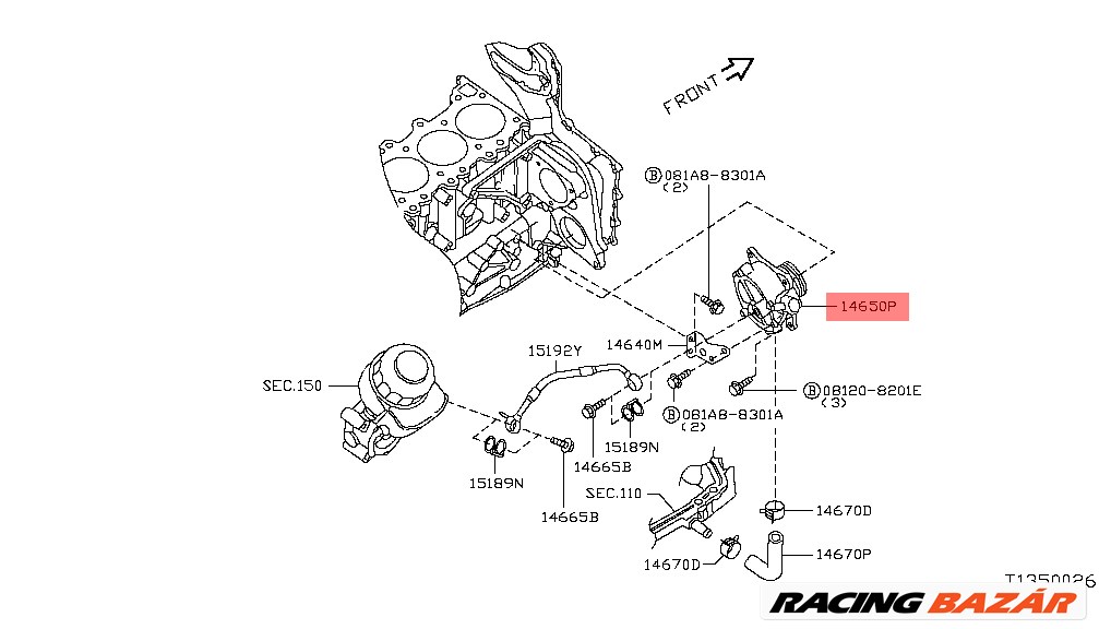 Nissan Navara Vákuumszivattyú D40 2.5 dCi 2005-2010 14650eb70a 14650eb300 4. kép
