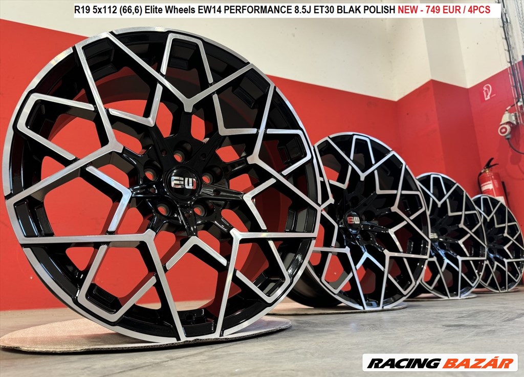 R19 5x112 (66,6) Elite Wheels EW14 PERFORMANCE 8.5J ET30 BLAK POLISH új alufelnik 8,5x19 19"  1. kép