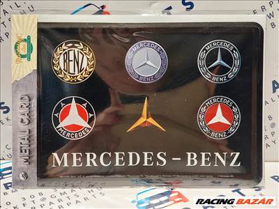 Mercedes Logo retró fémplakát fém képeslap tábla (14x10cm) (A00134)