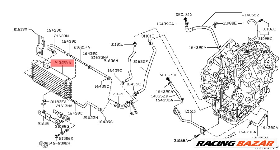 21606-JG000 Nissan X-Trail Automata Váltó Olajhűtő T31 2.0L 2.5L 2007-2013 3. kép