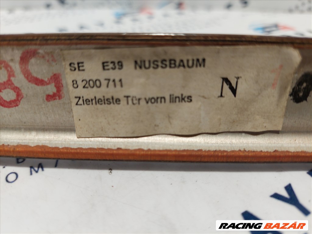 BMW E39 sedan touring fabetét faberakás nussbaum bal első ajtó díszléc dekorléc hibákkal (003733) 8200711 5. kép