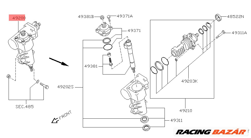 Nissan Navara Kormánymű D22 2.5 Di 2.5 dCi 2002-2010 49200vk410 4. kép