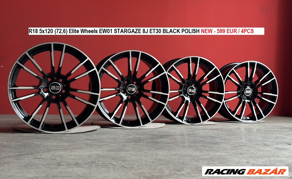 R18 5x120 (72,6) Elite Wheels EW01 STARGAZE 8J ET30 BLACK POLISH új alufelnik 18" 1. kép
