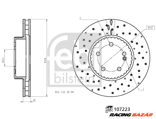 FEBI BILSTEIN 107223 - féktárcsa MERCEDES-BENZ 1. kép