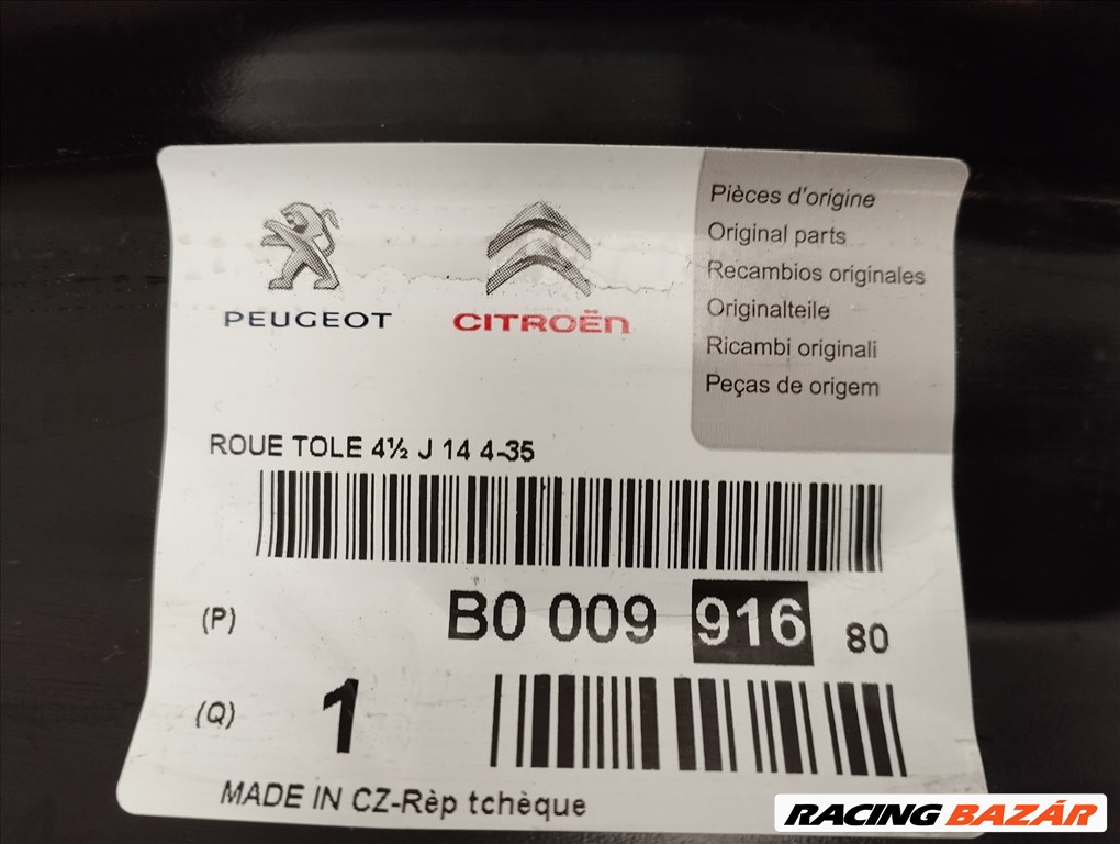  4x100 Toyota Aygo lemezfelni 4,5x14 ET35 Citroen C1 Peugeot 108 107 6. kép