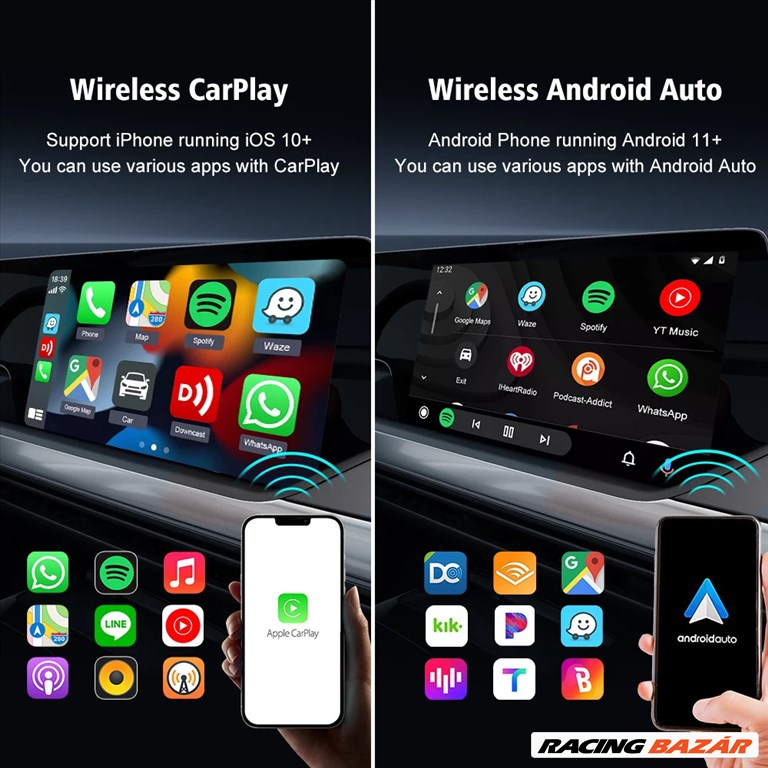 Android autó adapter Wireless Car AI box vezeték nélküli tükrözés 2. kép