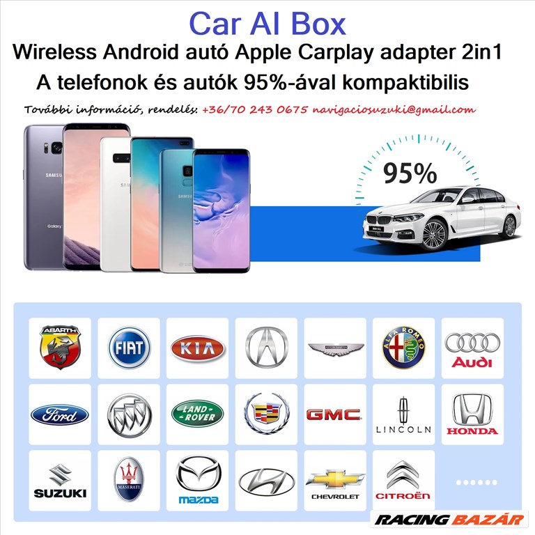 Android autó adapter Wireless Car AI box vezeték nélküli tükrözés 3. kép