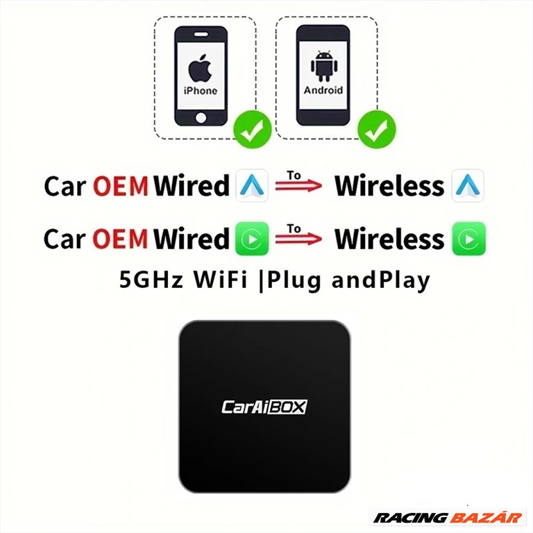 Android autó adapter Wireless Car AI box vezeték nélküli tükrözés 4. kép