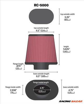 121mm csonk K&N direktszűrő (levegőszűrő) RC-5000 - NAGY!