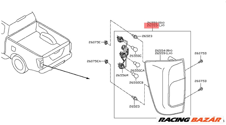 26555-4JD0A Nissan Navara Hátsó Lámpa Bal D23 2.3 dCi 5. kép