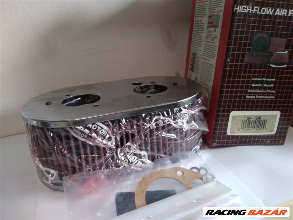 56-1340 Krómházas karburátor szűrő ovális eredeti K&N 60 mm magas Weber DCOE 40/45/48 Dellorto DHLA 40/45/48 Solex 40/45/48 ADDH SK40/45/47/50 2. kép