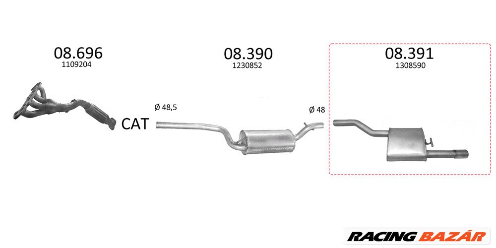 Edex 008.391 Ford kipufogó hátsó dob 2. kép