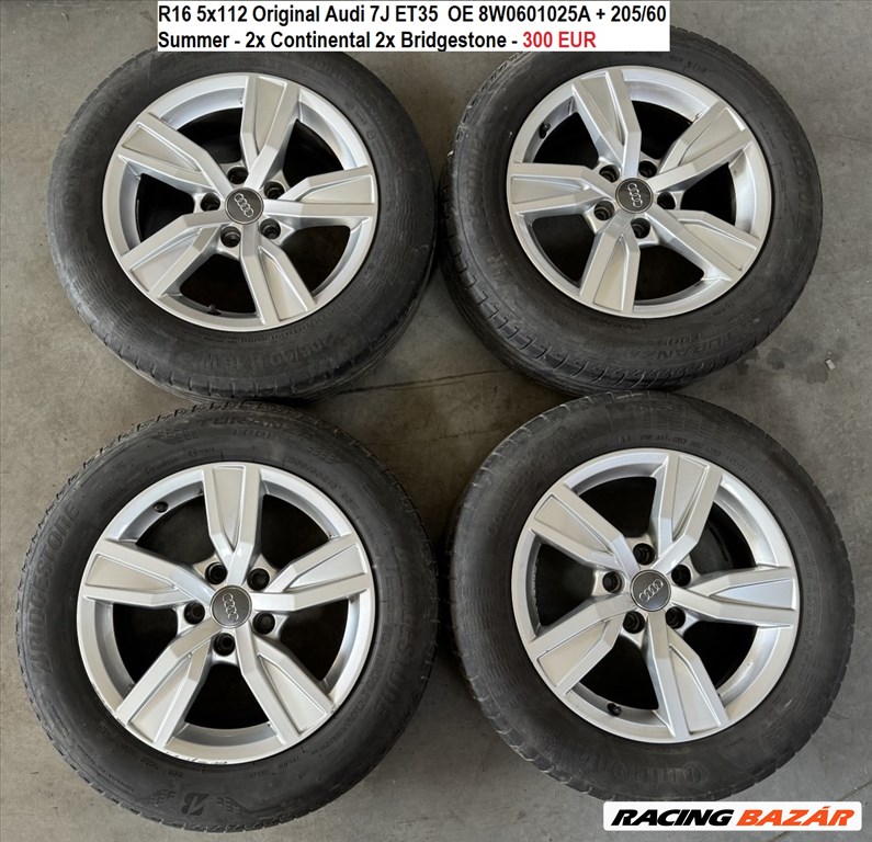 R16 5x112 Original Audi 7J ET35  OE 8W0601025A + 205/60 nyárigumik 2. kép