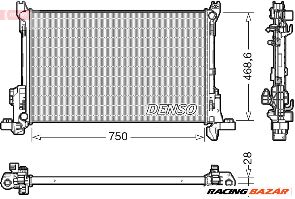 DENSO DRM09174 - Vízhűtő (Hűtőradiátor) FIAT OPEL RENAULT 1. kép