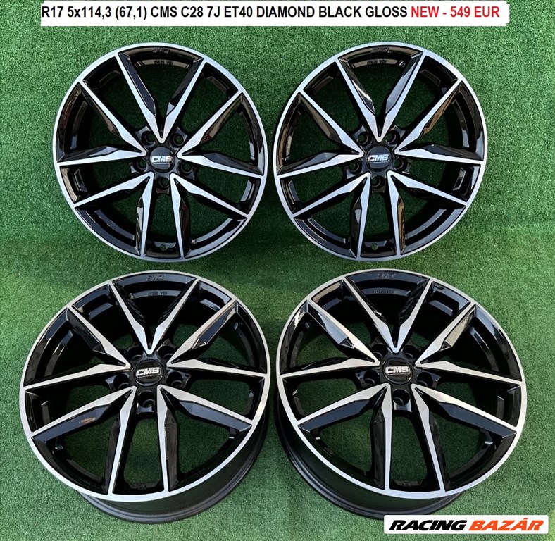 R17 5x114,3 (67,1) CMS C28 7J ET40 DIAMOND BLACK GLOSS  új alufelnik 7x17 17"  1. kép