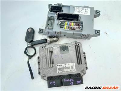 Fiat Doblo 2009- 1.6 Mjet motorvezérlő szett: ECU+body computer+gyújtáskapcsolóŰ+2 db bicskakulcs+immo karika 51899606