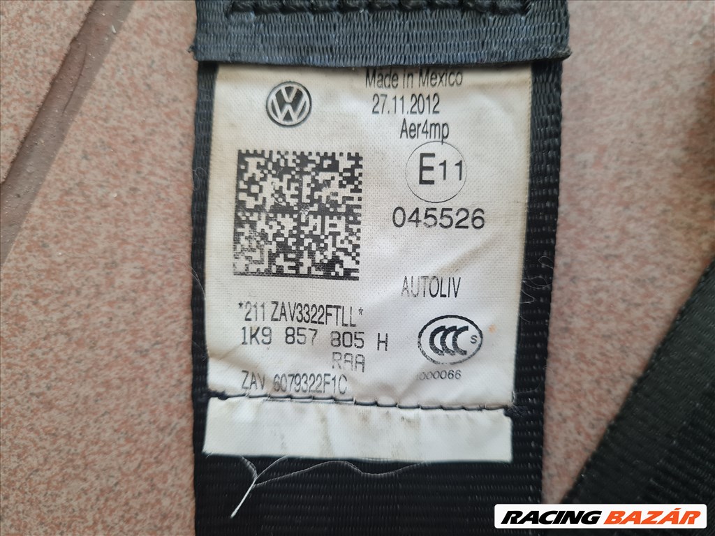 Volkswagen Golf VI kombi bal hátsó biztonsági öv 1K9 857 805 H  4. kép