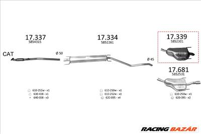 Edex 017.339 Opel kipufogó hátsó dob