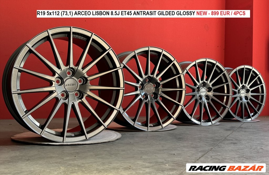 R19 5x112 (73,1) ARCEO LISBON 8.5J ET45 ANTRASIT GILDED GLOSSY új alufelnik 1. kép