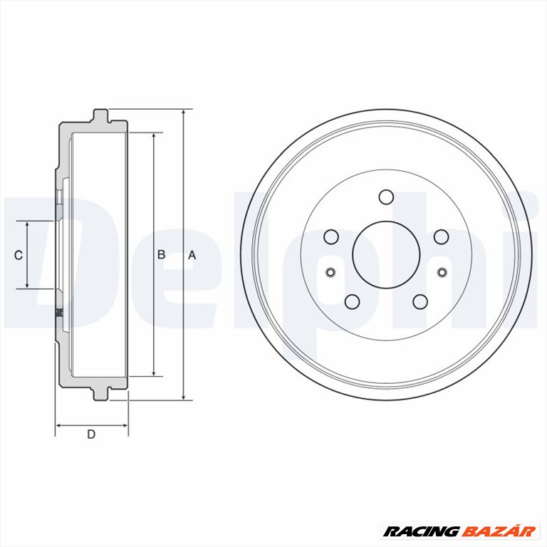 DELPHI BF568 - fékdob FORD 1. kép