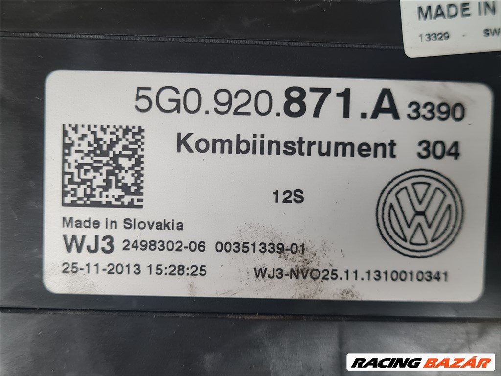 Volkswagen Golf VII kilométeróra 5G0 920 871 A  4. kép
