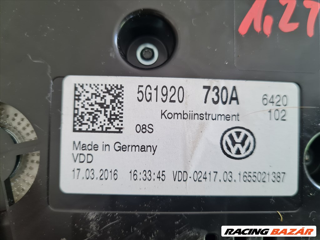 Volkswagen Golf VII 1.2 TSI kilóméteróra 5G1 920 730 A  5. kép