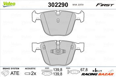 VALEO 302290 - fékbetétkészlet, tárcsafék BMW
