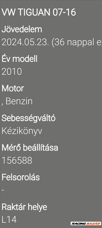 Volkswagen Eos 1.4 TSI motor  14tsicav 1. kép