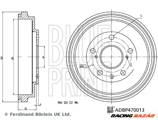 BLUE PRINT ADBP470013 - fékdob FIAT MARUTI SUZUKI SUZUKI 1. kép