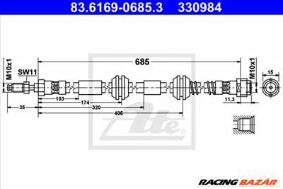 ATE 83.6169-0685.3 - fékcső VW