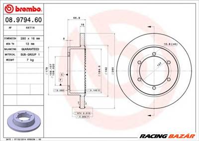 BREMBO 08.9794.60 - féktárcsa NISSAN RENAULT TRUCKS