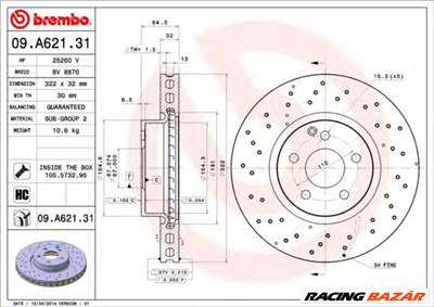 BREMBO 09.A621.31 - féktárcsa MERCEDES-BENZ MERCEDES-BENZ (BBDC)