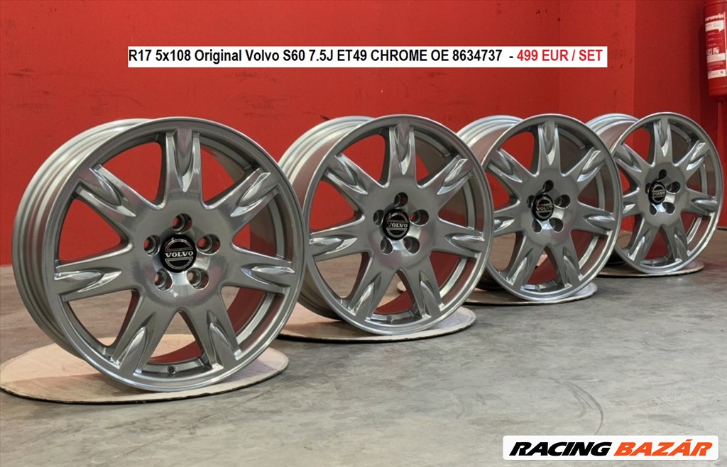 R17 5x108 Original Volvo S60 7.5J ET49 CHROME OE 8634737  gyári alufelni szett 17" 1. kép