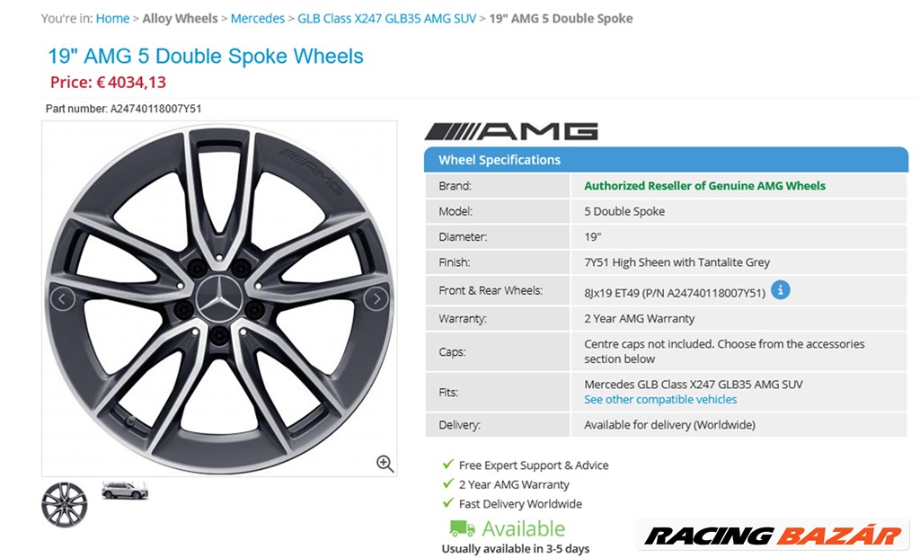 Új! Mercedes W247 GLB GLA klasse AMG alufelnik 5x112 8x19 ET49 4db 4. kép