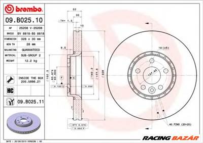BREMBO 09.B025.11 - féktárcsa VOLVO VOLVO ASIA