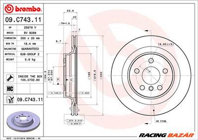 BREMBO 09.C743.11 - féktárcsa BMW BMW (BRILLIANCE) MINI ZHINUO (ZINORO)