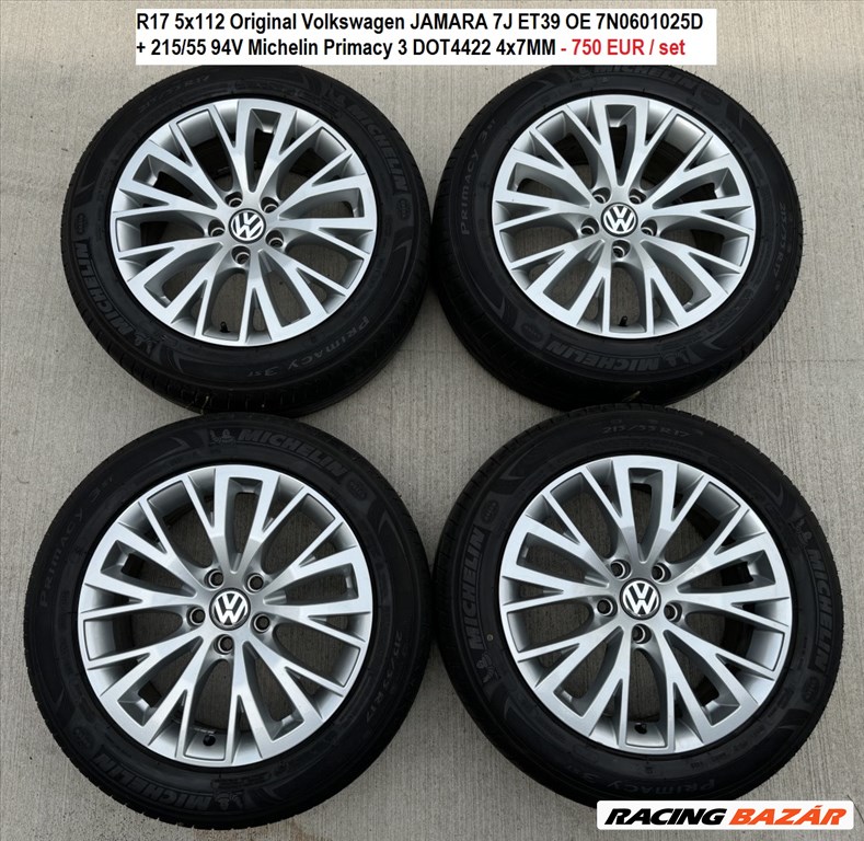 R17 5x112 Original Volkswagen JAMARA 7J ET39 + 215/55 94V Michelin  1. kép
