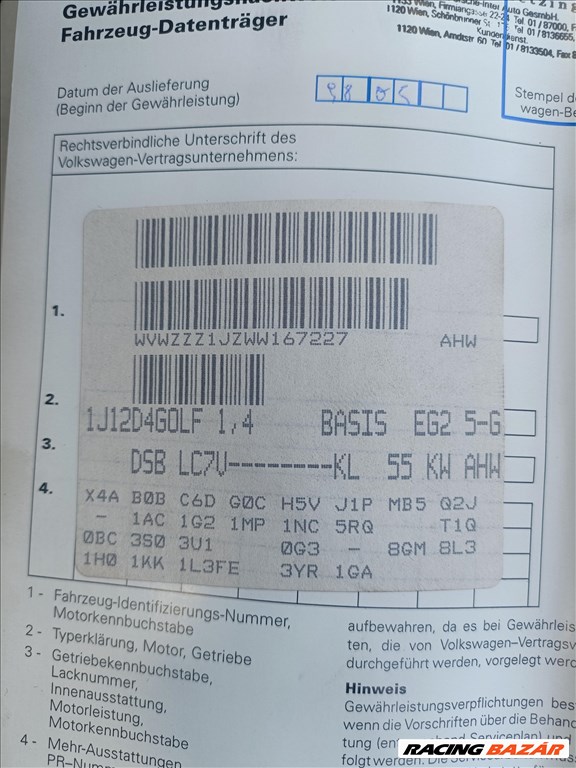 Volkswagen Golf IV 1.4 16V motor AHW kóddal, 206463km-el eladó ahw1416 vwgolf4lc7v 5. kép